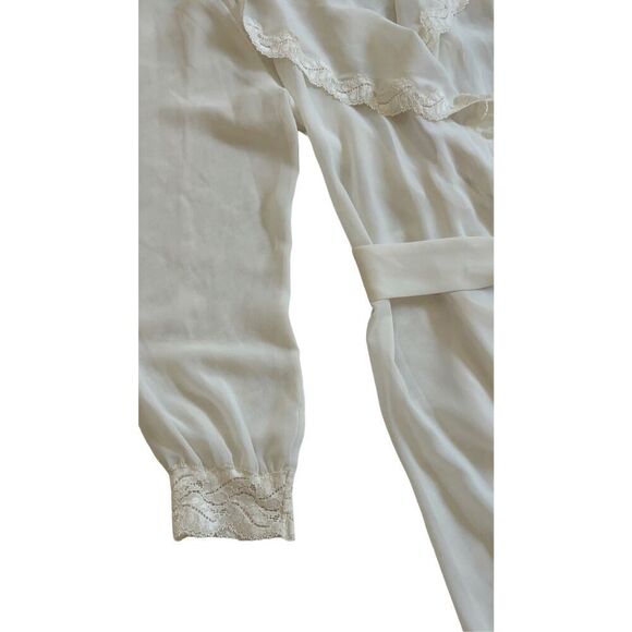 90’ Vintage Victoria's Secret Night Robe Sheer Chiffon  Lace V-neck & Cuff  Size - Picture 5 of 9